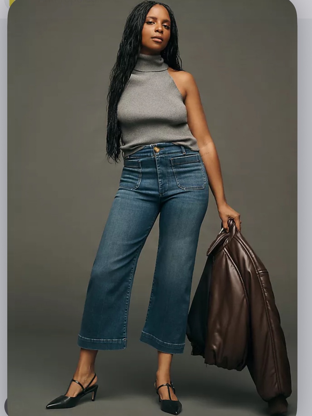 Maeve Colette Crop Wide leg Jeans in Blue